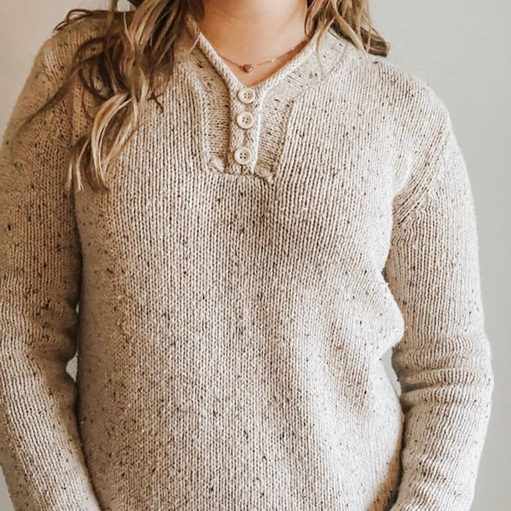 henley sweater with button detail